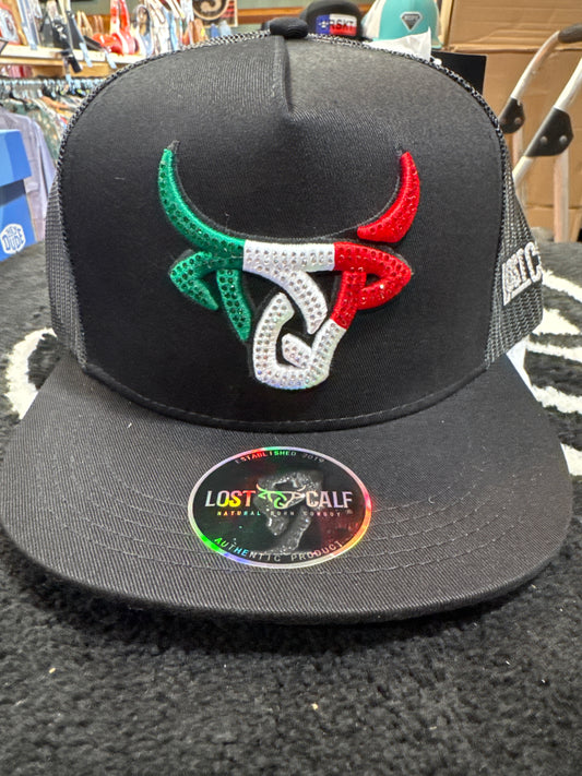 Lost Calf Black Mexico flag skull🧢