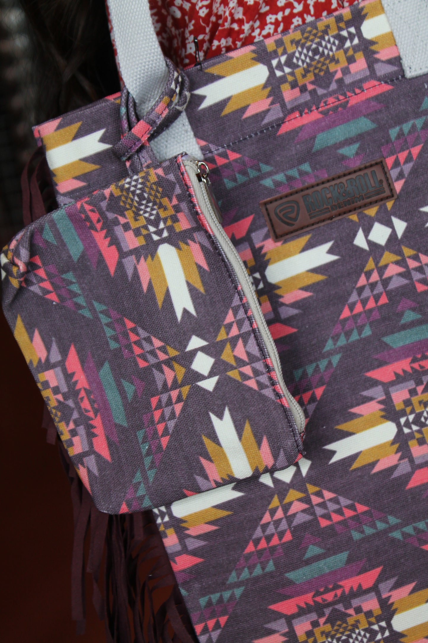 R&R Aztec Print Bag w/ Fringe (2 styles)