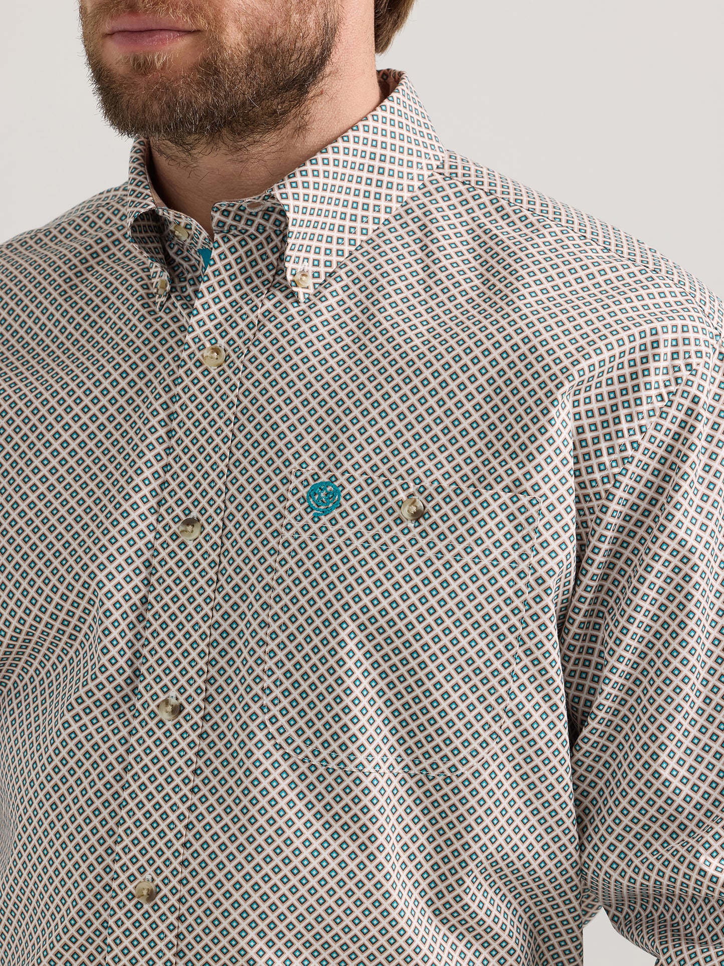 Wrangler Men's Bret Diamond L/s Button-up