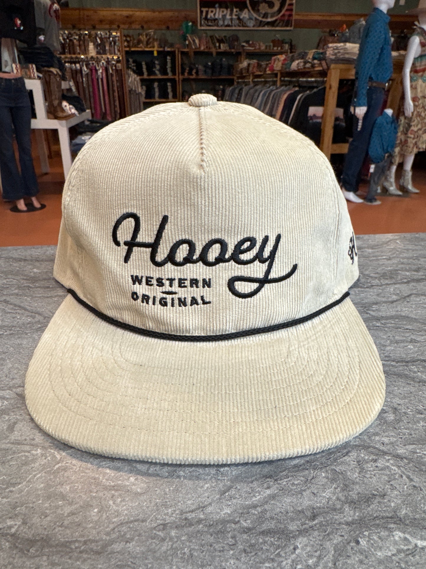 Hooey OG Corduroy Cream Cap w/ black stitching