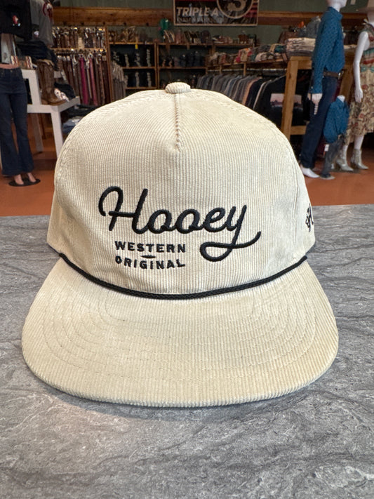 Hooey OG Corduroy Cream Cap w/ black stitching
