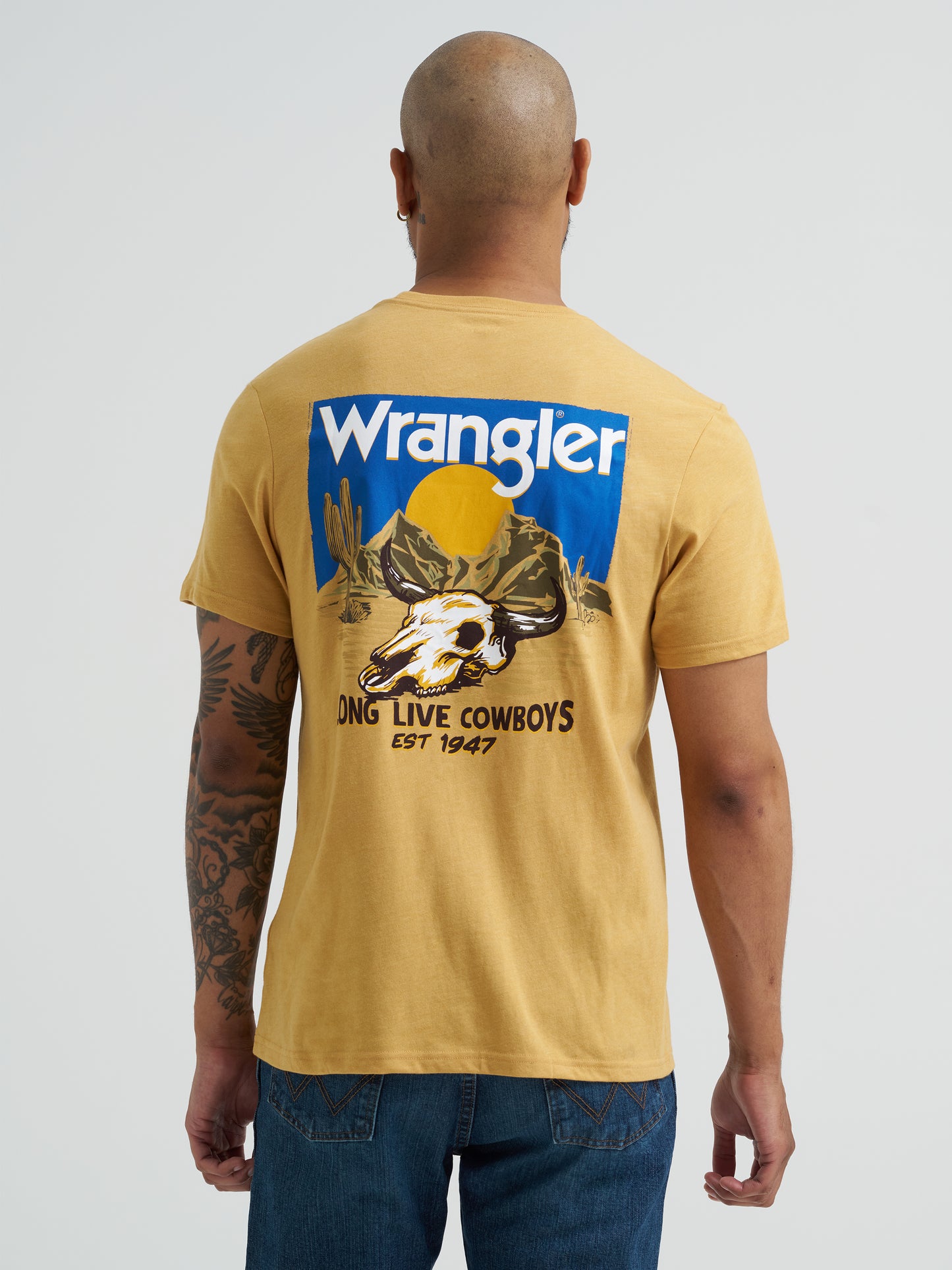 Wrangler Long Live Cowboys Tee-Mustard