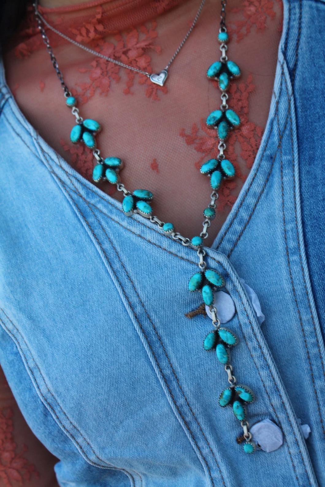 Turquoise Lariat Sterling Silver Necklace