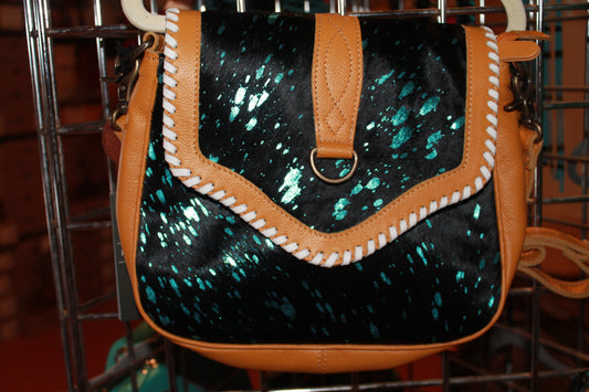 Skyviews Leather & Hairon Bag In Yellow