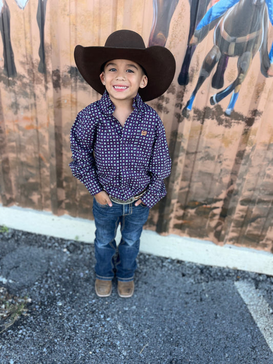CINCH TODDLER PURPLE GEOMETRIC PRINT - KIDS BOYS SHIRT - MTW7061390
