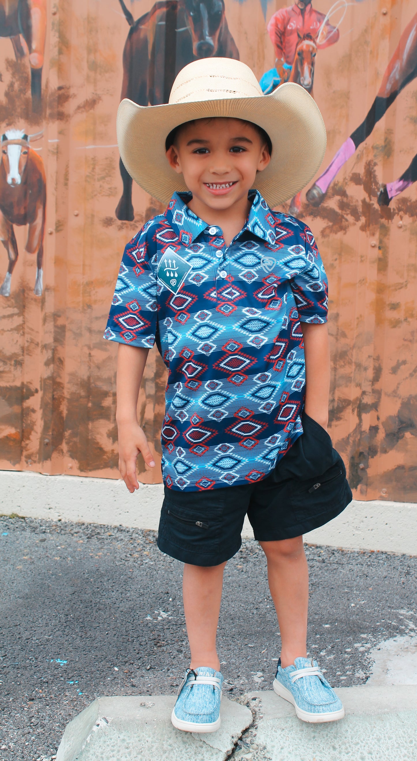 R&R Aztec Blue Polo YOUTH