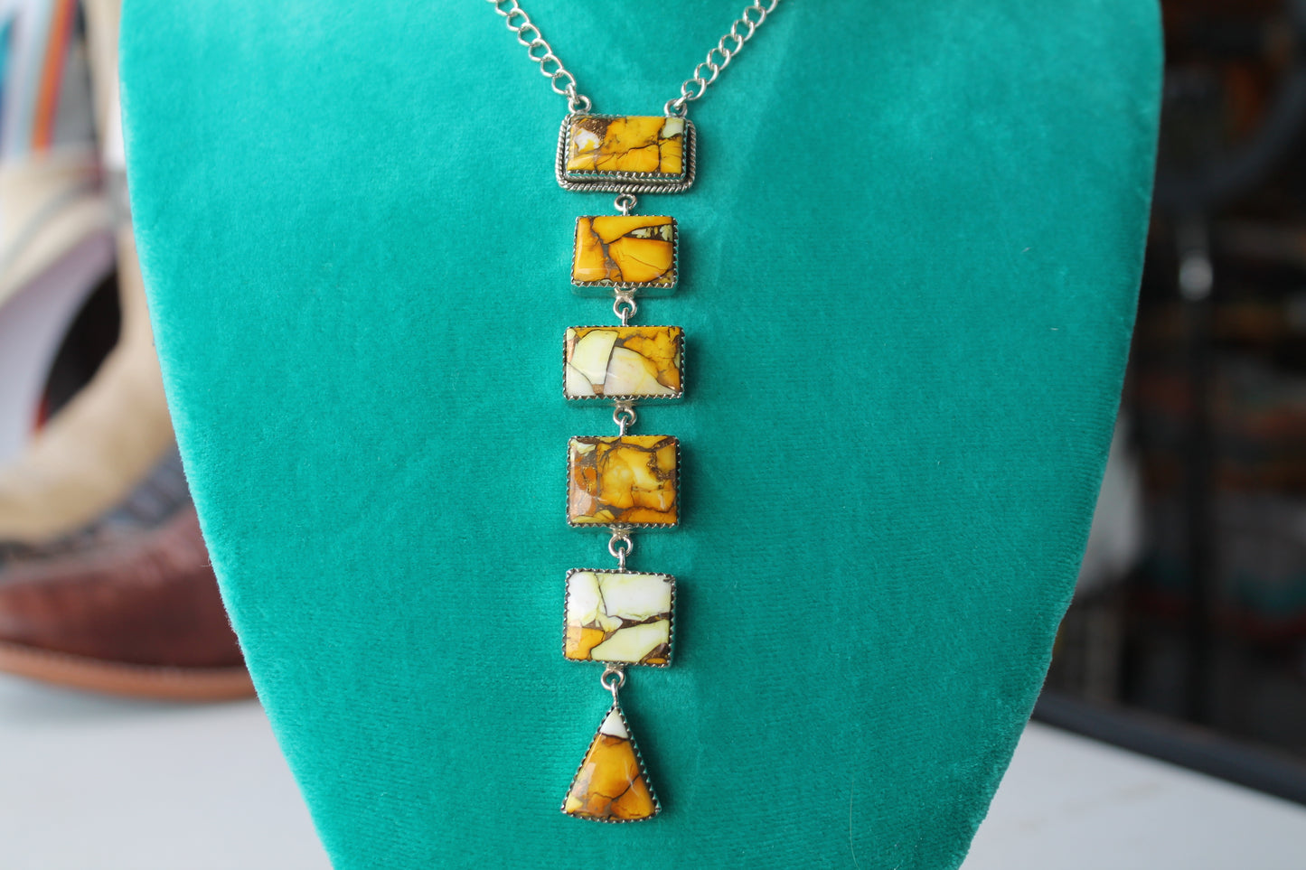 Honey Dahlia Lariat Necklace