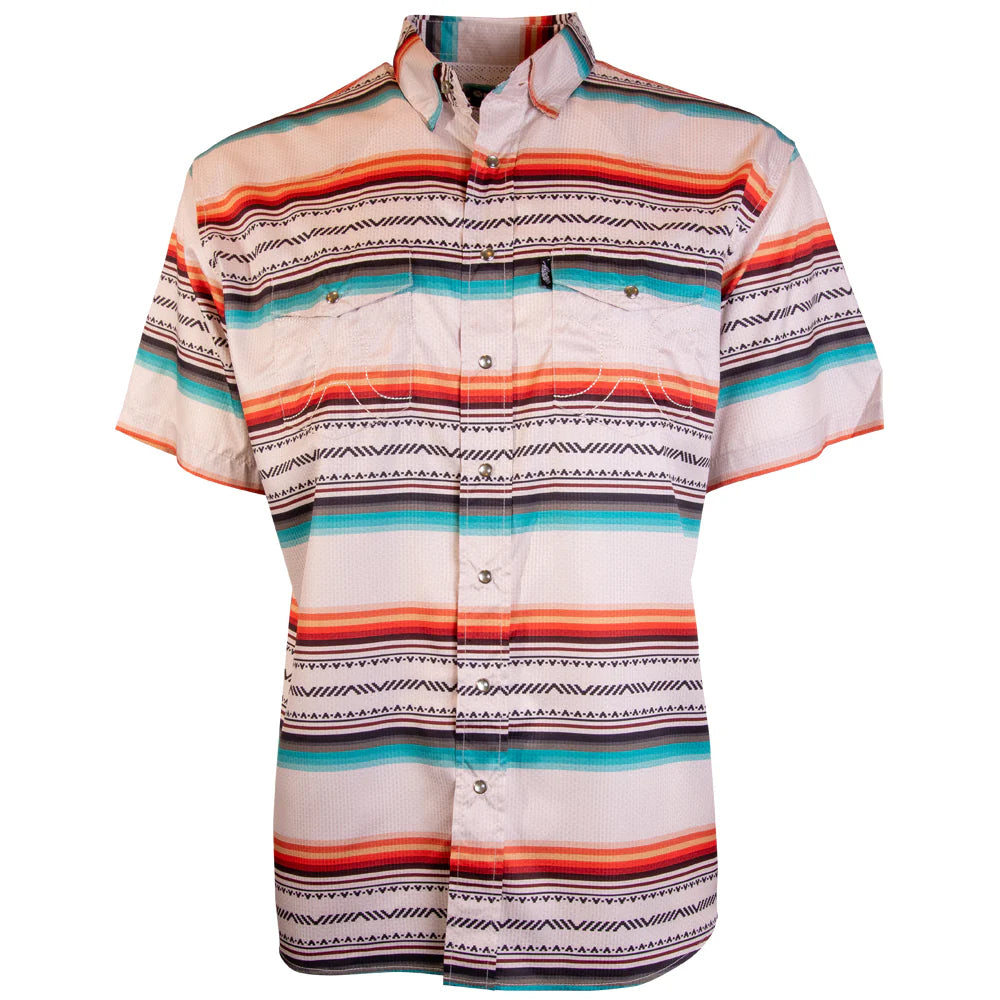 YOUTH "SOL" CREAM/SERAPE SHORT SLEEVE PEARL SNAP SHIRT