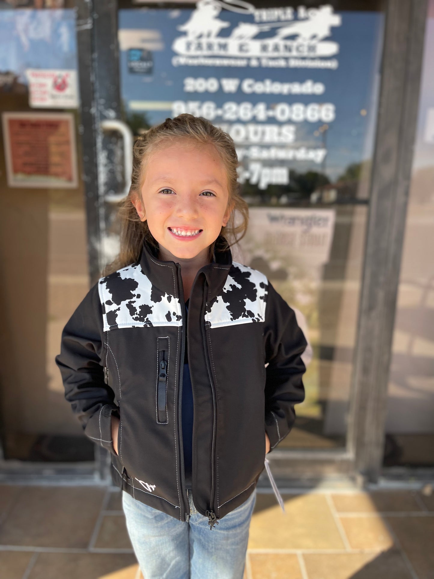 Youth Cowprint Yoke Poly Shell Jacket