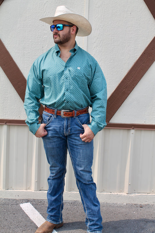 CINCH Long Sleeve Green Print