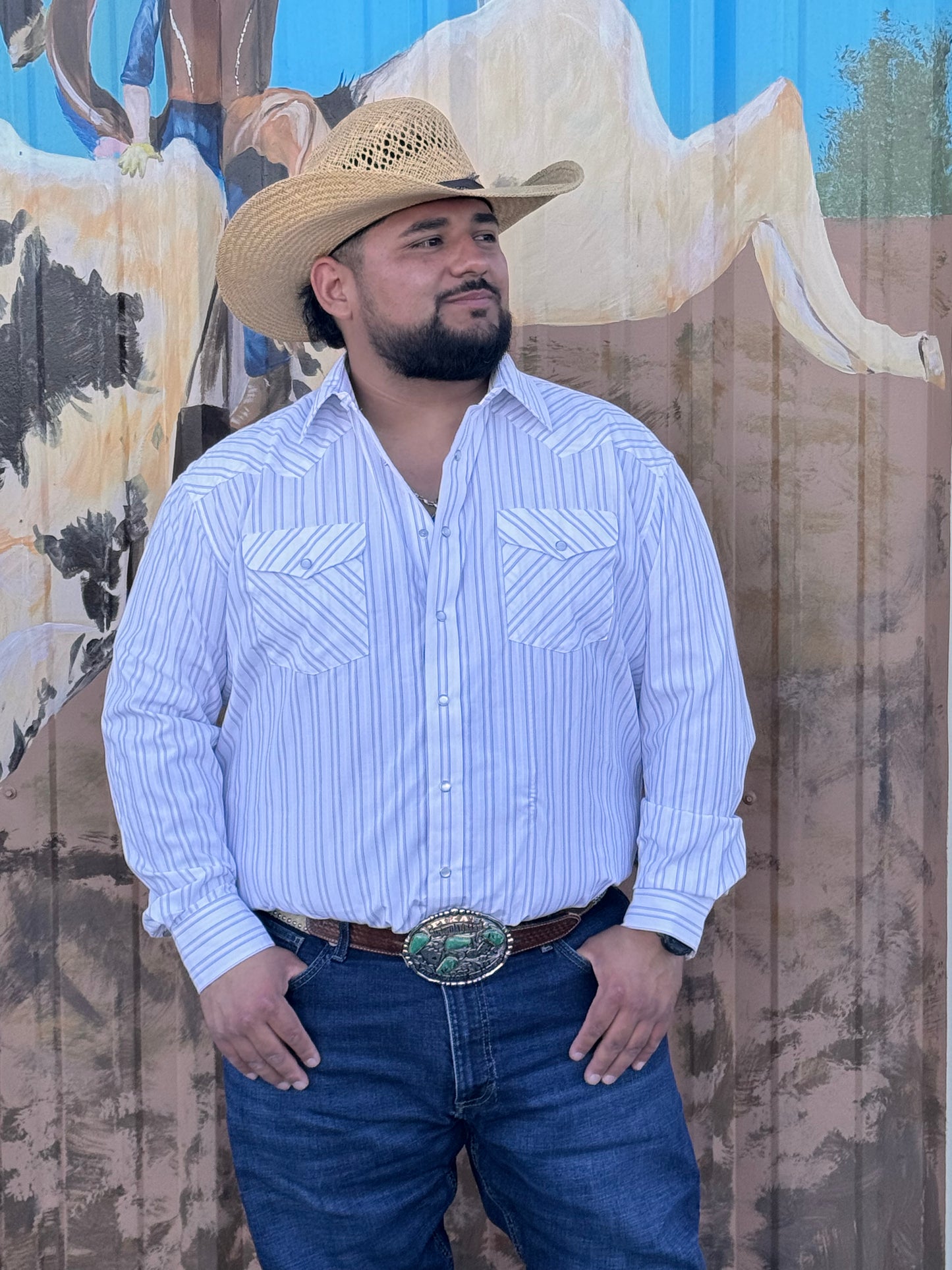 Men's Panhandle Slim Ivory Satin Snap Front Shirt 👕#SMN2S07619