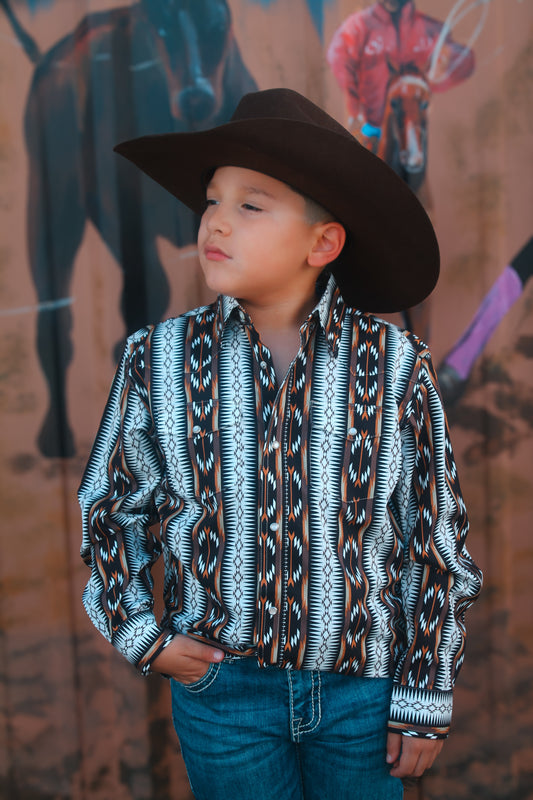Wrangler Boys Brown Aztec LS