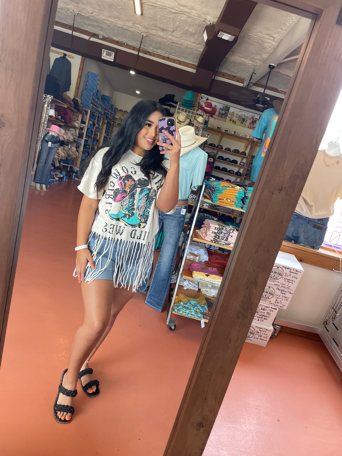 Long Live Cowgirls Fringe Oversized Tee