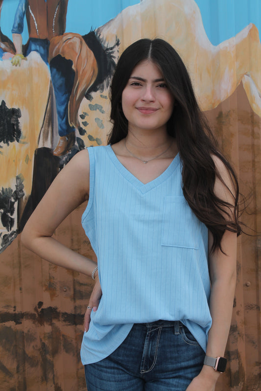 Sky Blue Cut-off Top