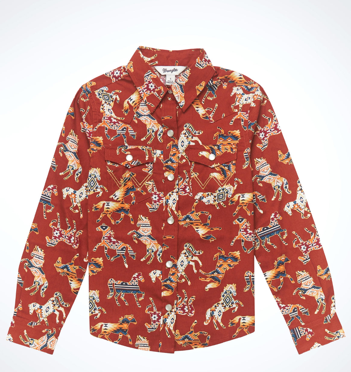 Wrangler Girl's Rustic Horse Pearl-Snap