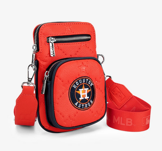 MLB HOUSTON ASTROS MINI CROSSBODY PURSE-ORANGE