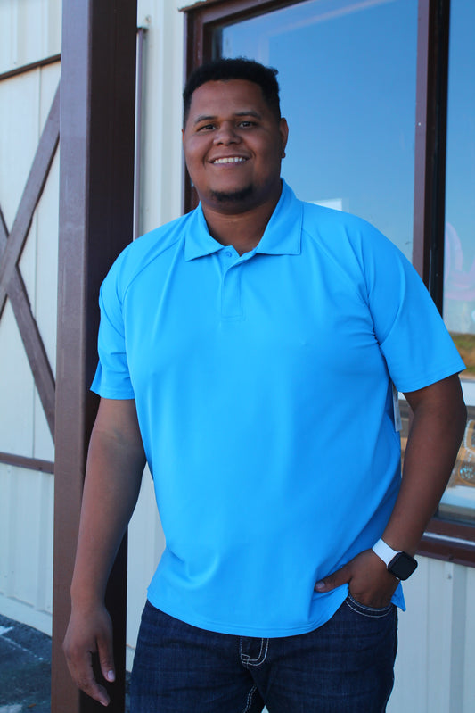 Men’s Sky Blue Techno Knit Polo - FLASH SALE