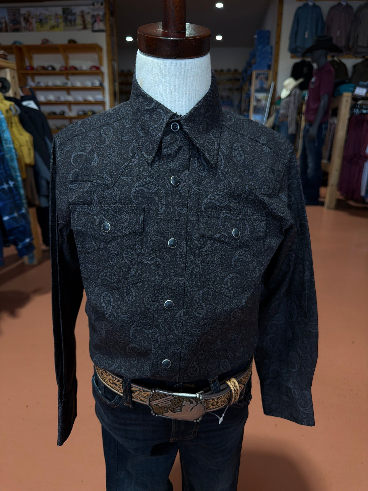 WRANGLER 20X COMPETITION BLACK PAISLEY - KIDS BOYS SHIRT🤠