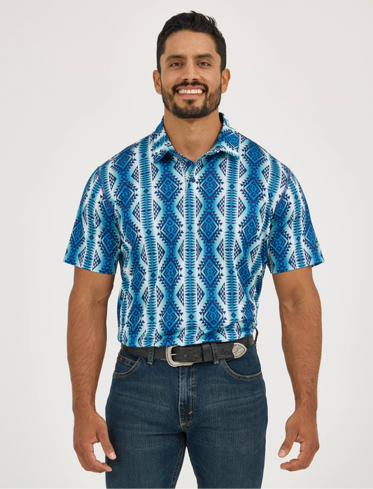Wrangler Men’s Blue Sea Aztec Polo