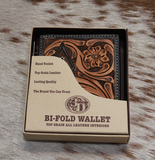 Leather Flower Bi-Fold wallet