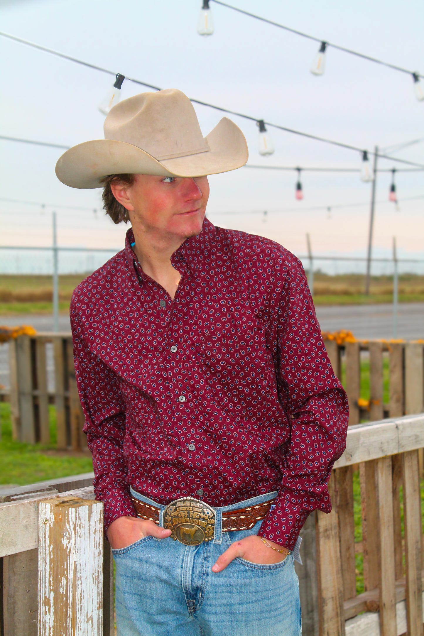 Wrangler Men’s CoJo Maroon Paisley L/S
