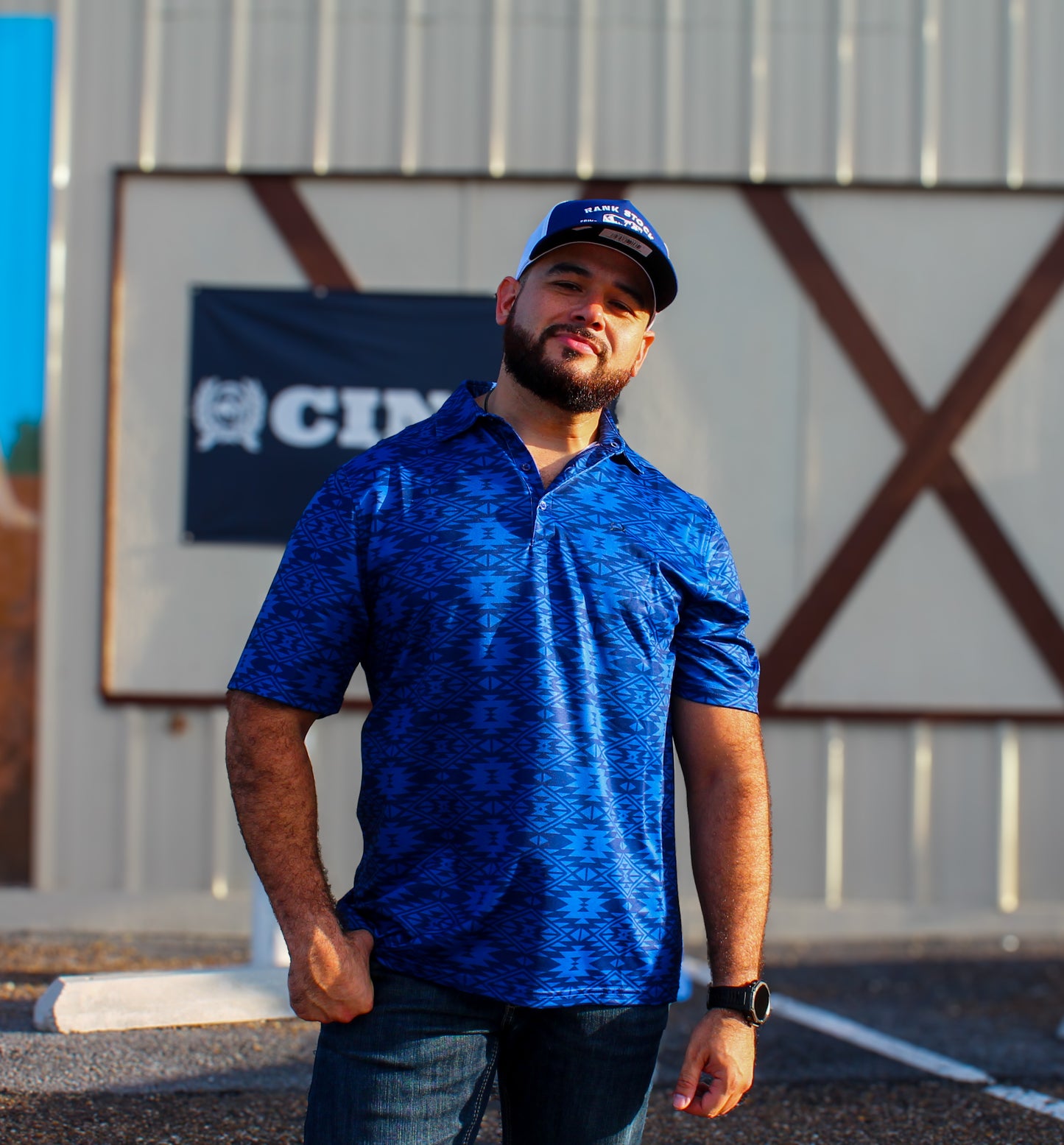 Cinch Arena Flex Polo- Aztec Royal
