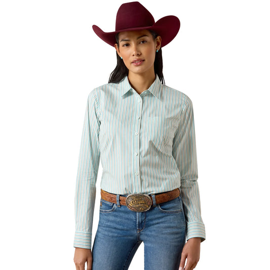Ariat Women’s Kirby Stretch Saltwater Henna Striped Long-Sleeve Button Down Shirt 🤠