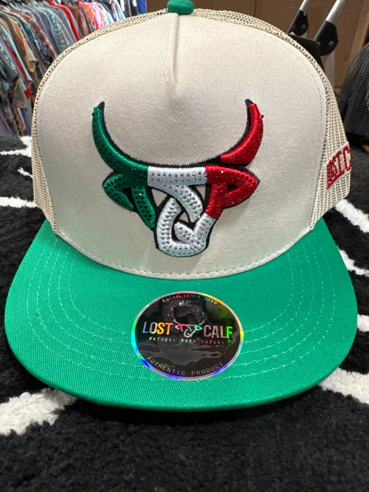 Lost Calf beige Mexico flag bull🧢