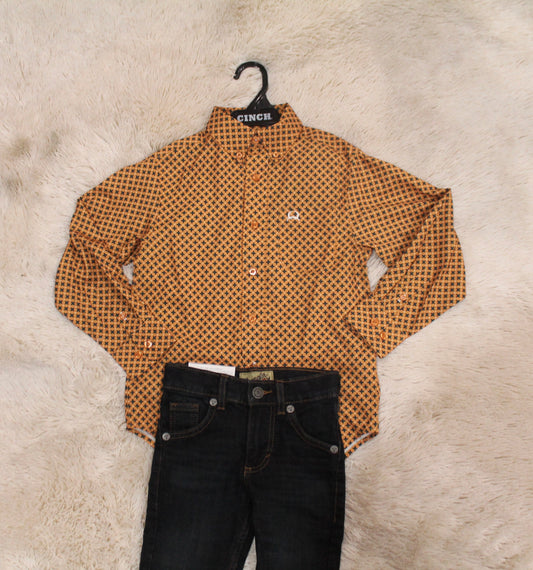 Boys Cinch Orange ArenaFlex LS