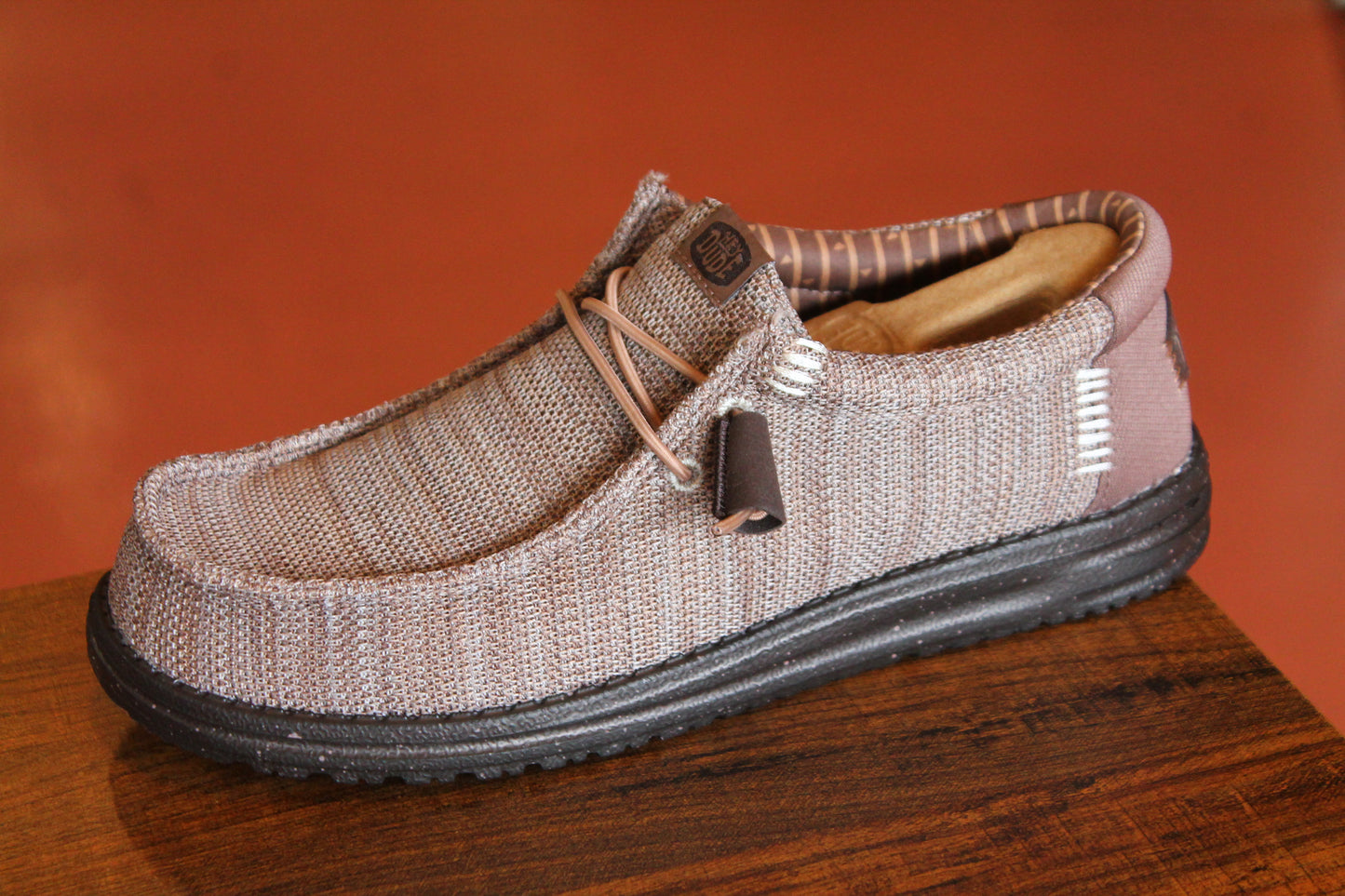 HeyDude Men’s Wally Stretch Sox Shoes - Deep Taupe/Mole Brown