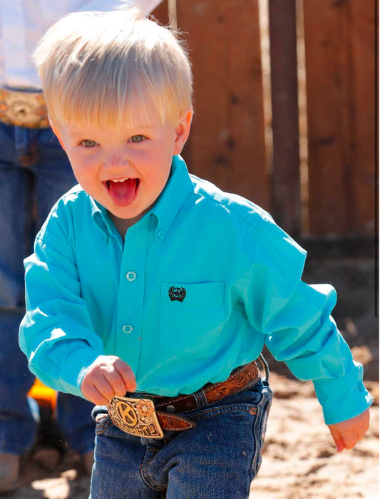 Cinch Infant/ Toddler L/S Button up- Turq