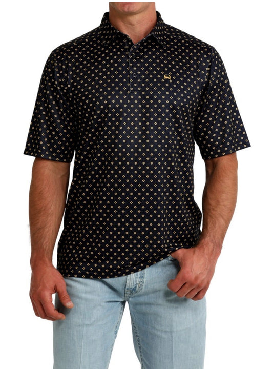 CINCH MEN'S NAVY FOULARD SHORT SLEEVE POLO SHIRT MTK1865045✅