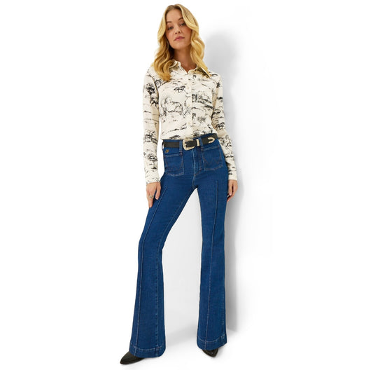 Wrangler X Lainey Pintuck Flares Moonlight