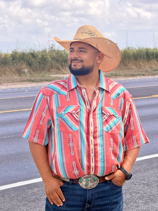 Panhandle SS Snap Orange Serape🤠