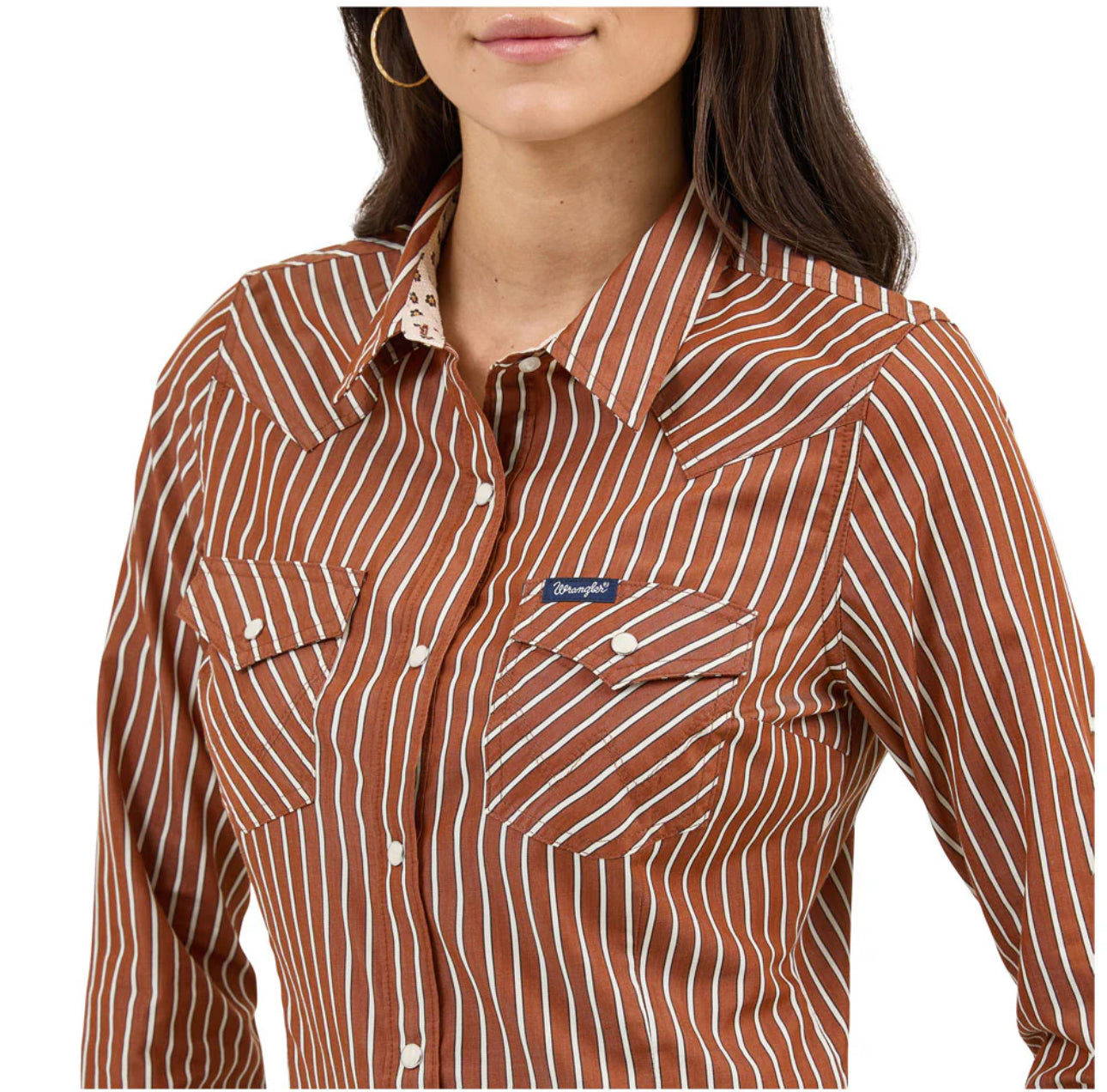 Wrangler Women's Pearl Snap Shirt - Rust 112371900