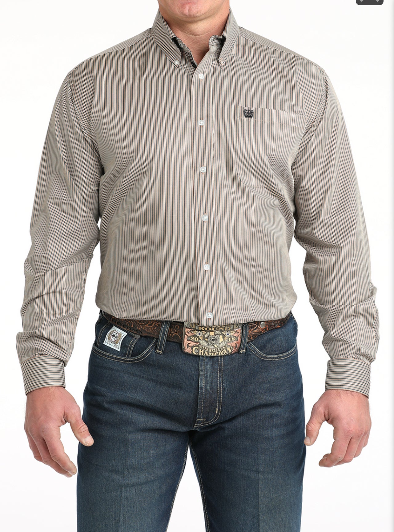 CINCH BROWN TWILL STRIPE - MENS SHIRT 👕