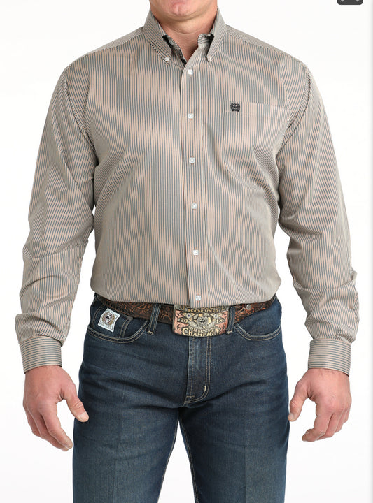 CINCH BROWN TWILL STRIPE - MENS SHIRT 👕