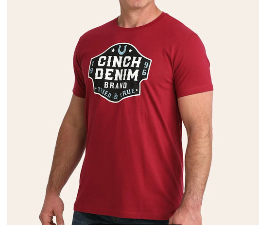 CINCH MEN'S RED TRIED & TRUE LOGO GRAPHIC T-SHIRT