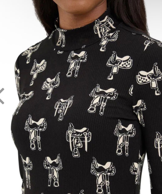 Wrangler Women's Retro Punchy Mock Neck Knit Top