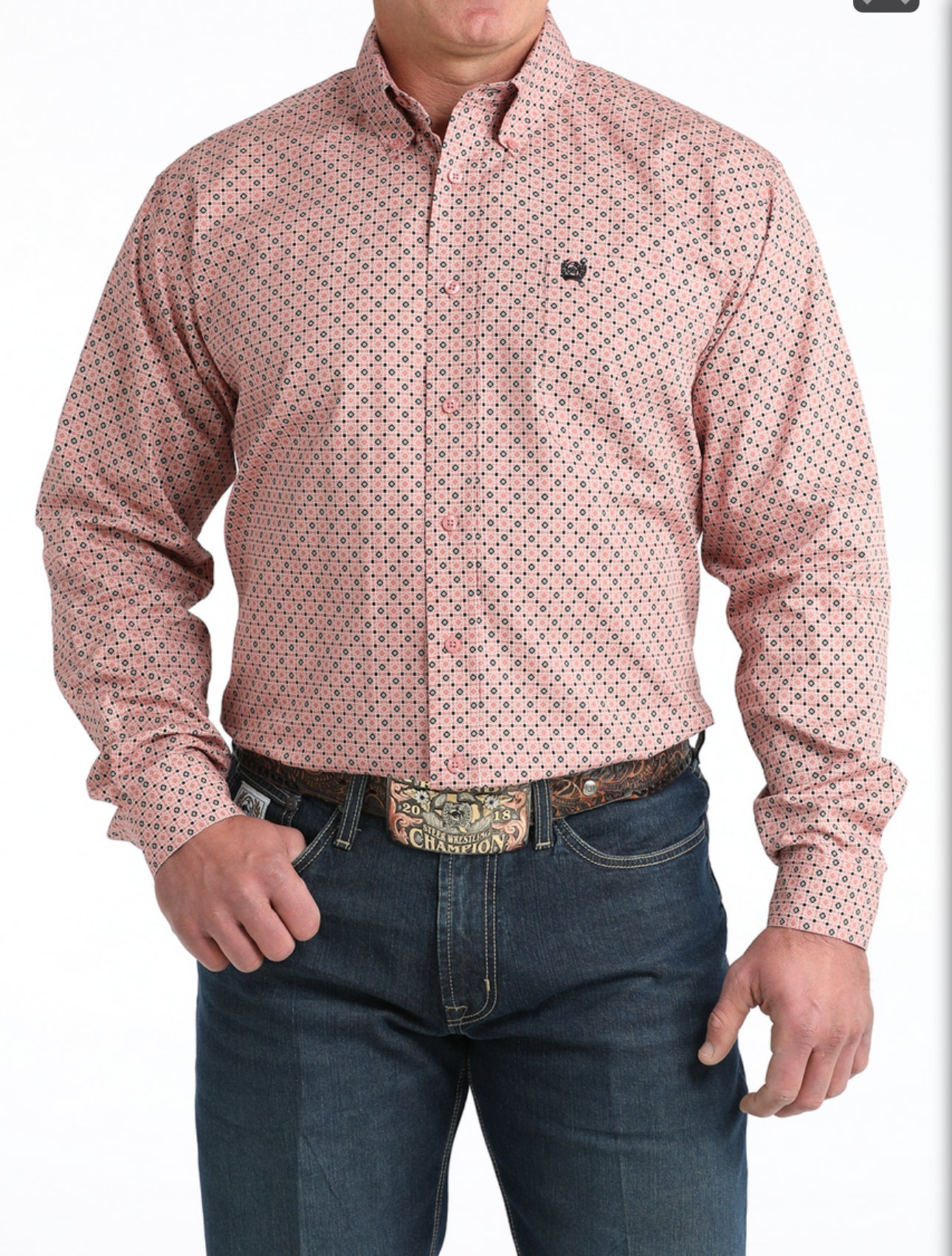 CINCH PINK GEOMETRIC PRINT - MENS SHIRT 👕