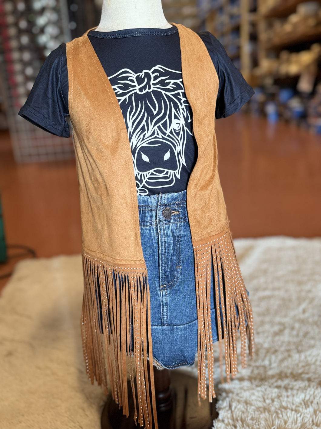 Girl's Brown Suede Vest