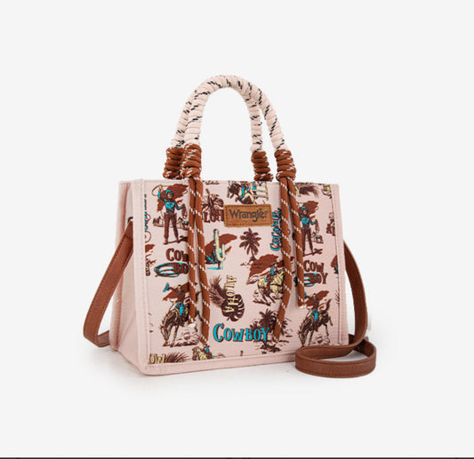 Wrangler Cowboy Print Tote-Dark Pink
