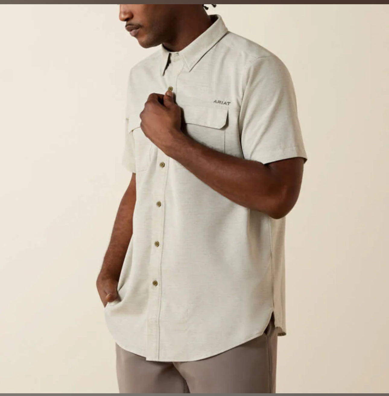 Ariat Mens VentTEK Outbound Fitted Shirt Burnt Olive☑️