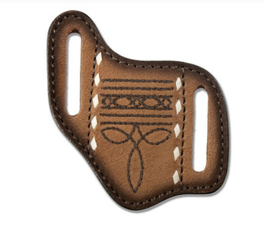 3D Brown Leather Knife Sheath Pancake Style Boot Stitch Belt Holster D8403202