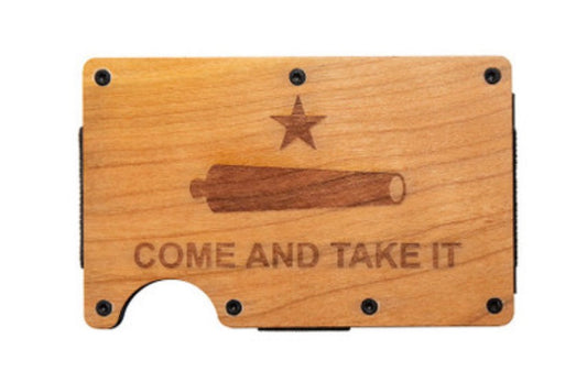 3D Mens Money Clip Come And Take It Natural Wood