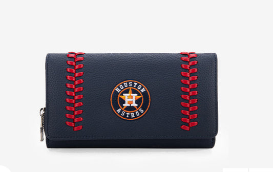 MLB HOUSTON ASTROS LEATHER WALLET-NAVY
