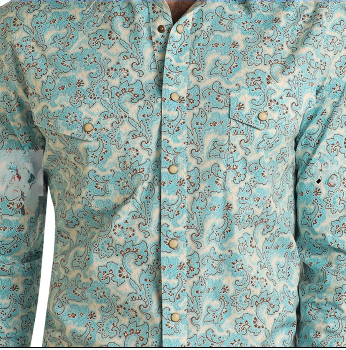 Boys R&R Paisley Leaf Snap SS