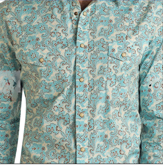 Boys R&R Paisley Leaf Snap SS