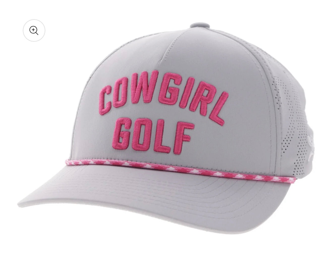 HOOEY COWGIRL GOLF LOGO 5 PANEL TRUCKER Grey/Pink