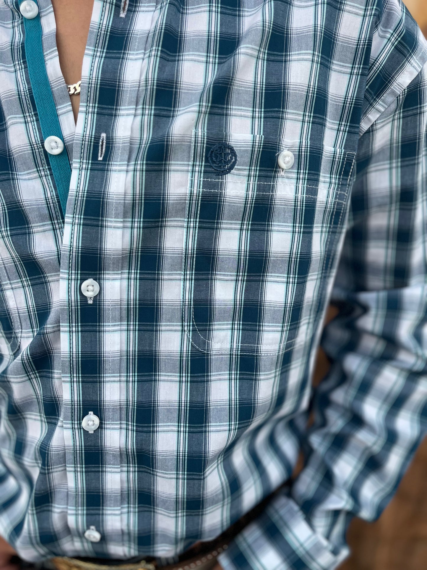 Wrangler Men's Navy Blue Plaid Ls 👕